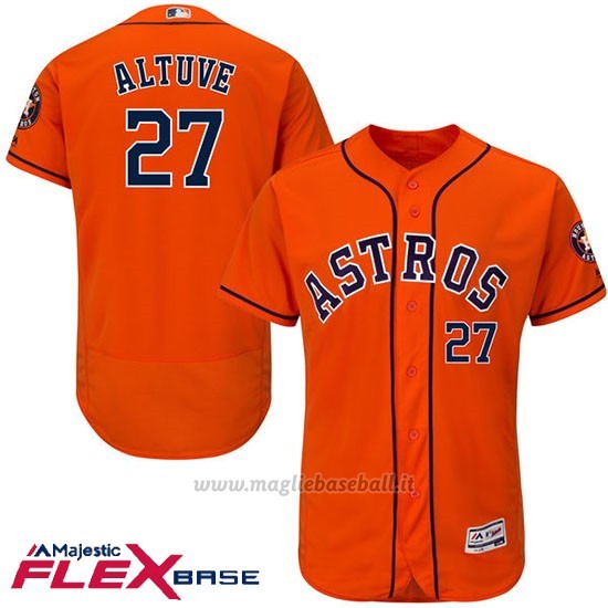 Maglia Baseball Uomo Houston Astros Jose Altuve Arancione Flex Base Autentico Collezione